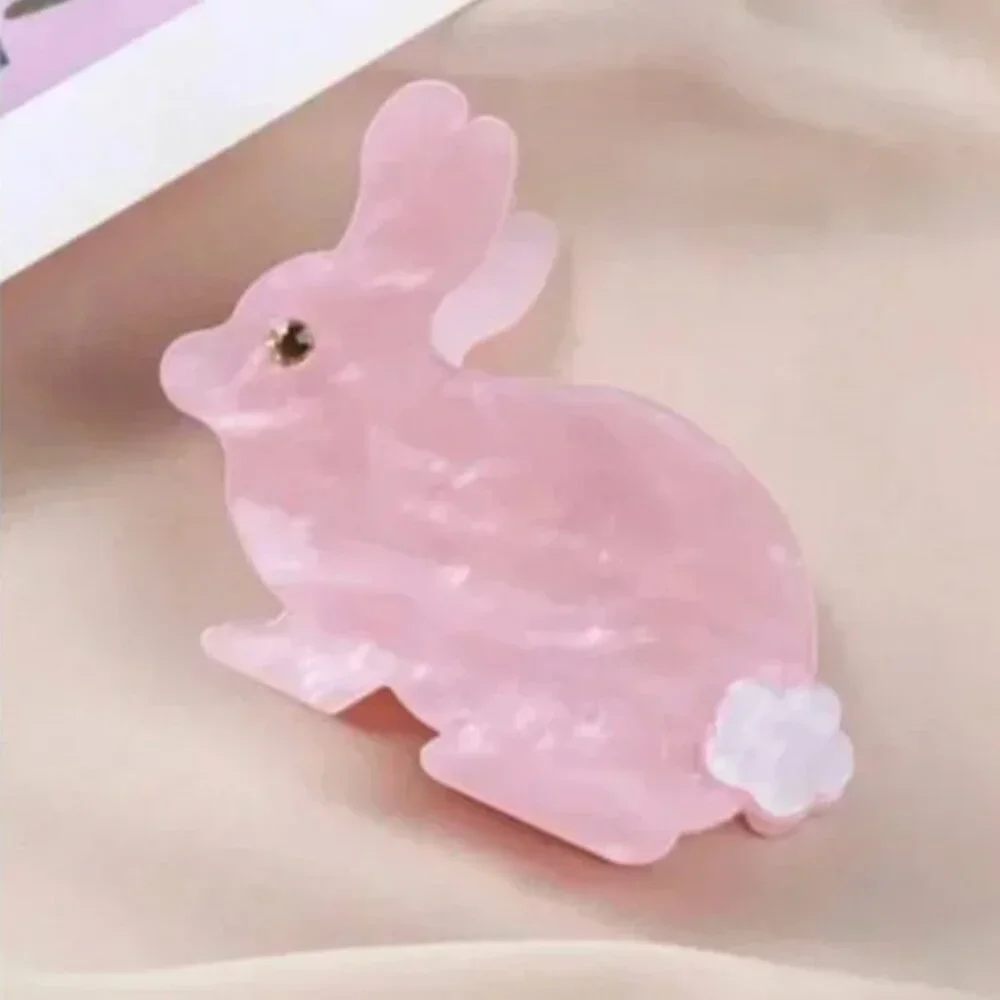 ⭐️❤️ FREE Bunny Rabbit Pink Cotton Trendy Hipster Chic Girly Glam Hair Claw Clip